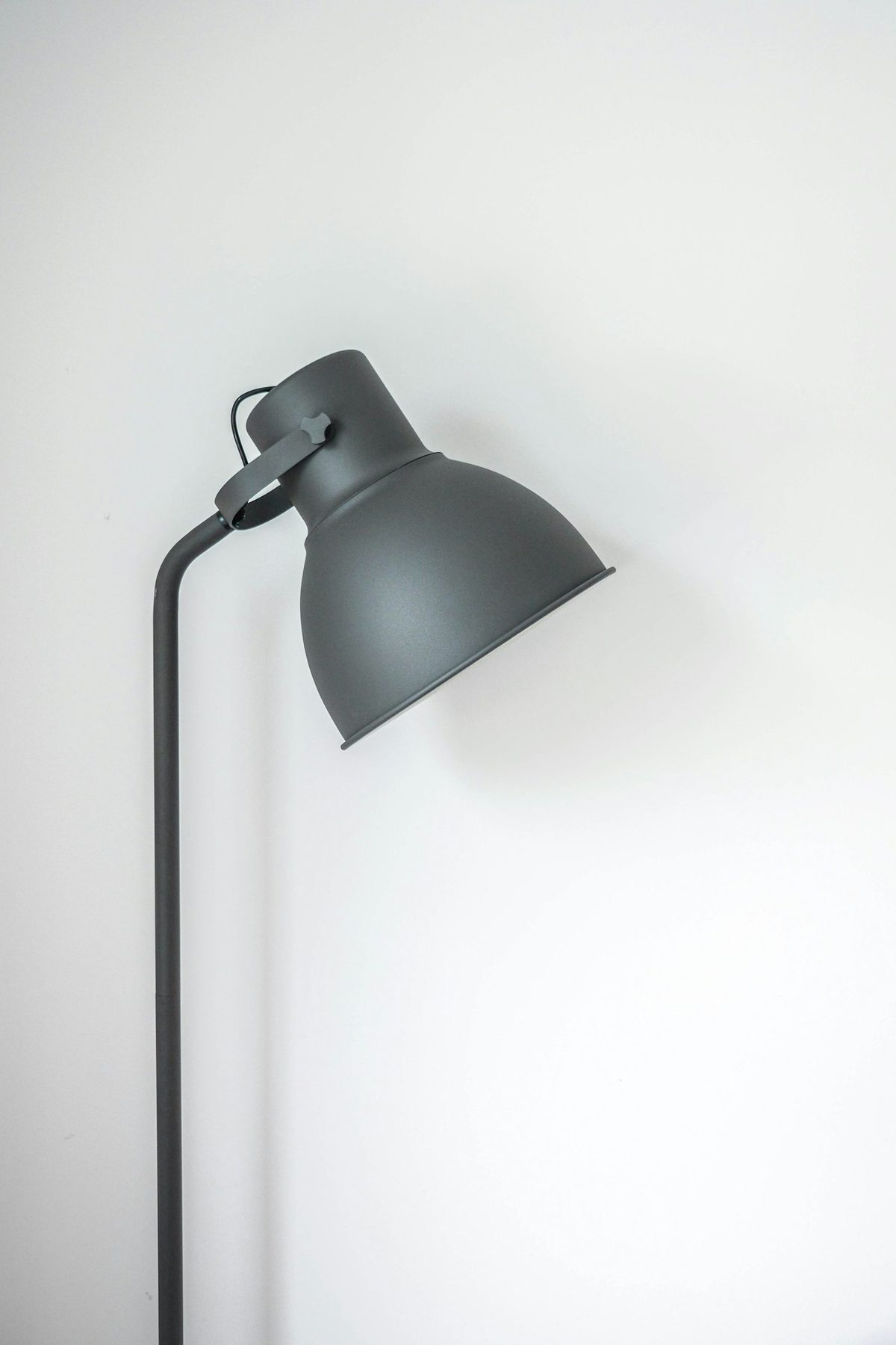 Charcoal grey adjustable dome-shade metal floor lamp